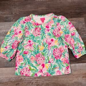 Lilly Pulitzer Mini Corden Sweatshirt Blouse tropical girls sz L 12/14